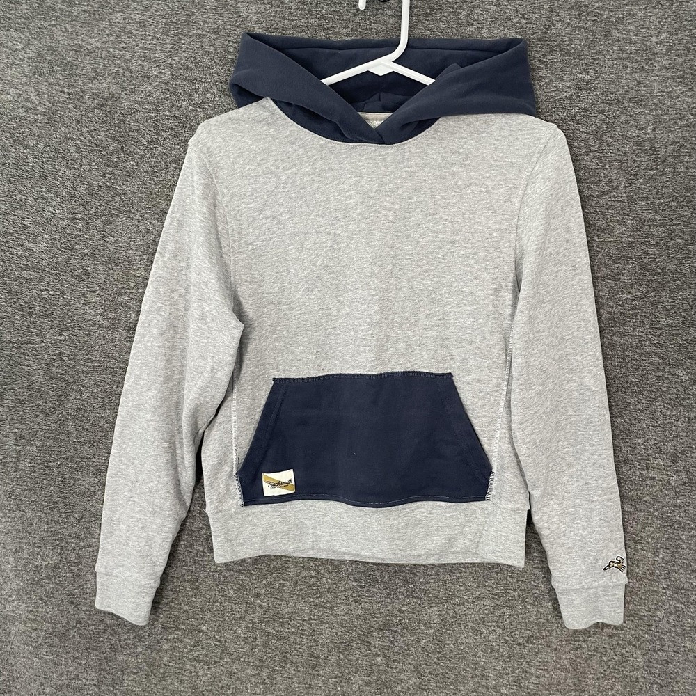 Tracksmith Hoodie Womens XS Gray Navy Waffle Knit Pullover Sweatshirt Running